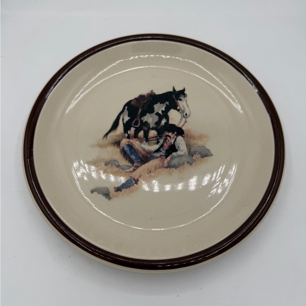 Montana Lifestyles Cowboy Reflections Dinner Plate Horse Rancher Rustic Western